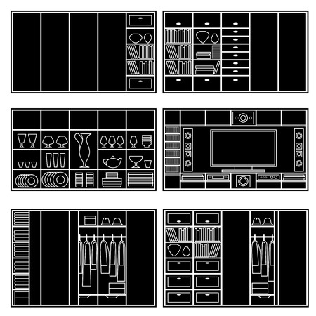 Icons set of furniture. A set of cupboards on the isolated background.のイラスト素材