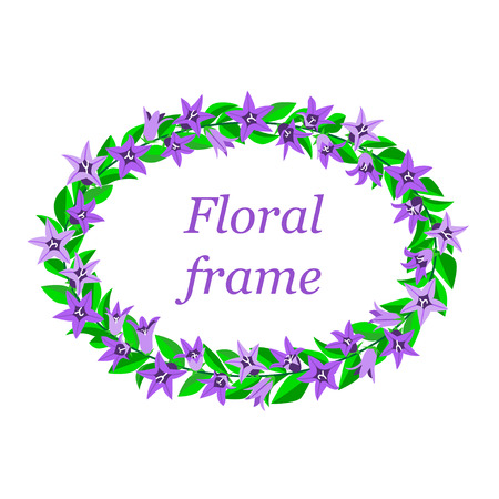 Frame with bluebells. Card design for greeting or invitation. Isolated background.のイラスト素材