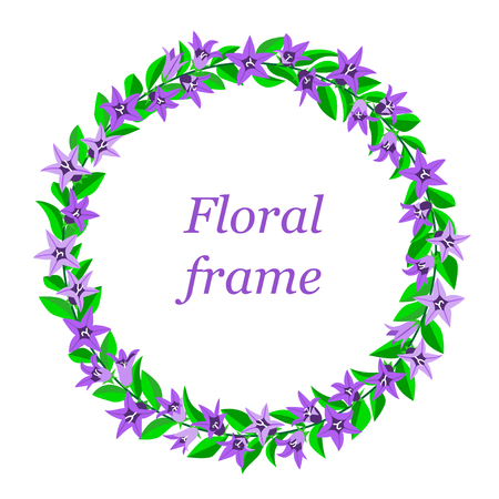 Frame with bluebells. Card design for greeting or invitation. Isolated background.のイラスト素材