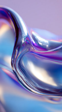 Vibrant waves of purple and blue fluid blend together in an abstract design, showing smooth transitions and glossy textures. The image captures the dynamic movement of these colors.の素材
