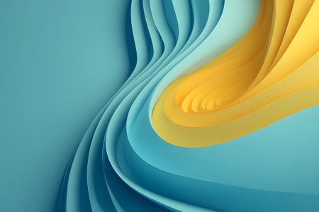 Swirling patterns of blue and yellow create a dynamic abstract designの素材