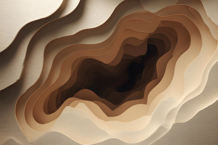 Abstract layered design creating the illusion of depth and shadow in neutral tonesの素材