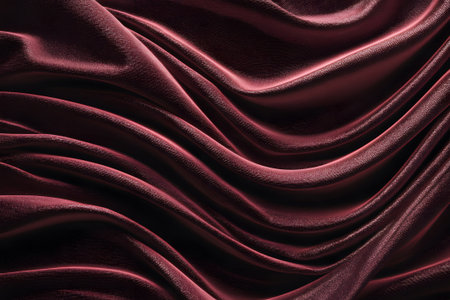 Rich burgundy silk fabric with soft folds creates an elegant and luxurious texture ideal for various design projectsの素材
