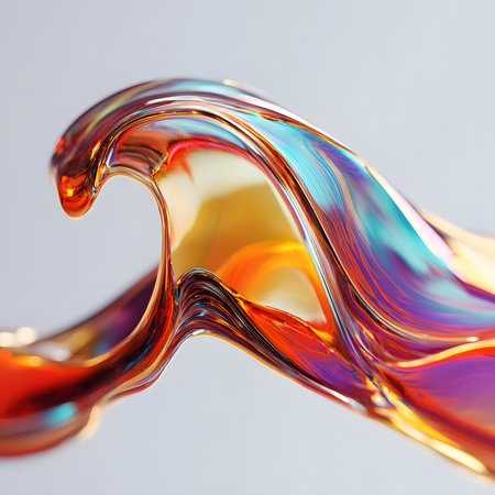 Swirling, colorful fluid shapes blend together in vibrant hues of yellow, blue, and purple, creating a dynamic visual experience against a dark backdrop.の素材