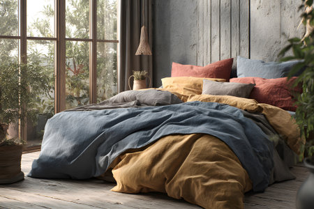 A warm and inviting living room features a comfortable couch filled with cushions, softly glowing candles, and a window letting in afternoon light, creating a relaxing ambiance.の素材