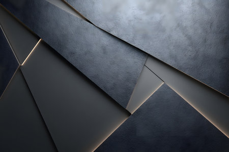 This artwork showcases a contemporary design made of layered dark surfaces. Subtle lighting highlights the edges, creating depth and an intriguing visual effect in a minimalist style.の素材