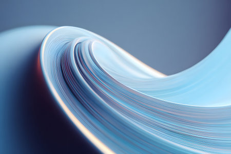 Smooth wave of blue and white curves creates a calming abstract design in modern art styleの素材
