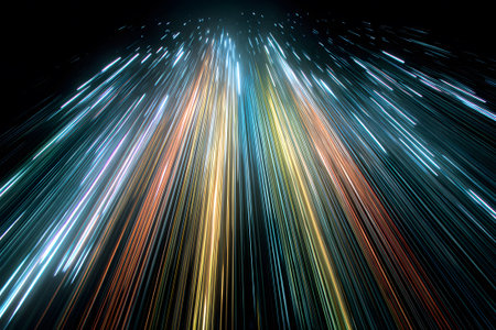 This visual showcases vibrant sound waves in various colors that illustrate the rhythmic beats and frequencies of music. The digital art emphasizes energy and movement.の素材