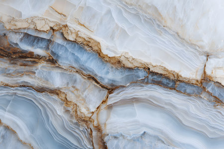 Close-up view of stunning blue and white layered stone showing intricate patterns and textures. The natural formations create a unique visual appeal found in nature.の素材