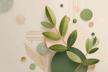 Colorful paper cut leaves and shapes blend harmoniously, showing an artistic representation of nature. The design uses soft tones and layered textures, creating depth and interest.の素材