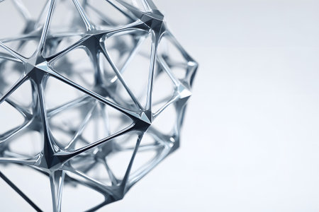 Intricate metallic sculpture showcasing geometric patterns and modern designの素材