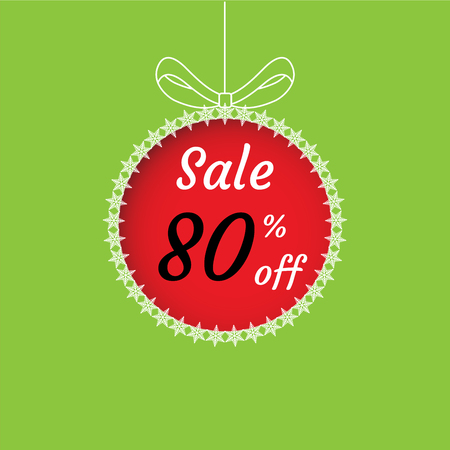 christmas sale ball tag ribbin shopping promotion discountのイラスト素材