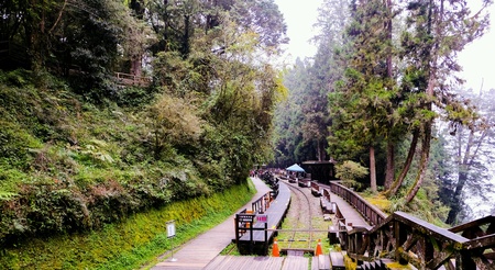 Railroad  at Alishan National Scenic Area is in central Taiwan.の素材