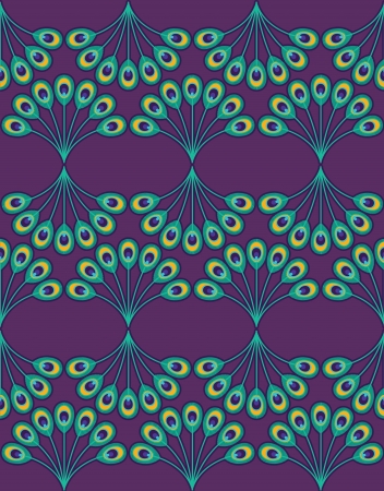 Peacock pattern on purple background.のイラスト素材