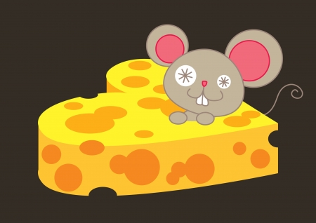 mouse and heart shape cheeseのイラスト素材