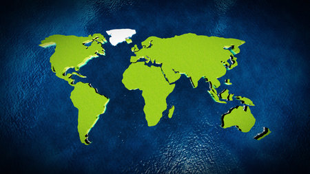 Map of the world in the blue ocean