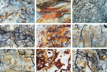 Rock texture background set. Natural rock patternsの写真素材