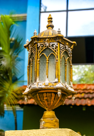 A lamp post at Qutub Minar iin New Delhi, India.の写真素材