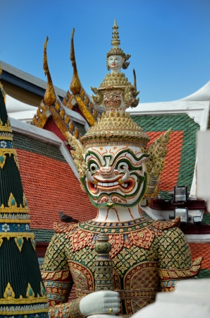 Sculpture white giant guardian in Bangkok Thailandの写真素材