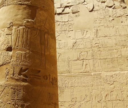 Pillar with ancient Egyptian scriptの写真素材