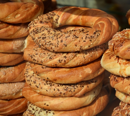 Local snack bagels Krakow Polandの写真素材