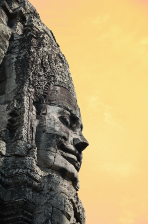 Ancient temple Bayon in Angkor Wat Cambodiaの写真素材