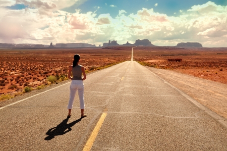 Women on Monument Valley Routeの写真素材