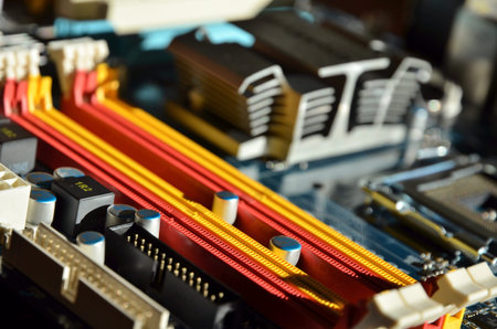 Computer mainboard detail memory socket