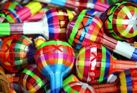 Colorful maracas from Mexicoの写真素材
