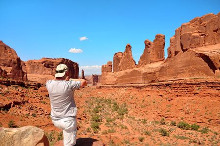 Look out on the Arches National Parkの写真素材