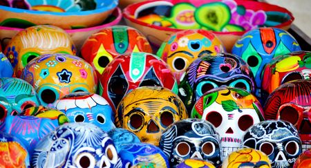 Mexican pile of skulls in Yukatanのeditorial素材