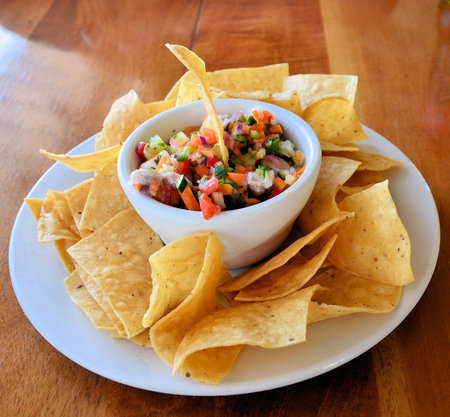 ceviche with nachosの写真素材
