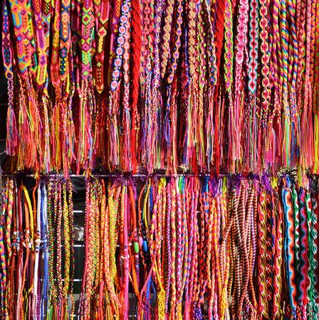 handcrafts belts and bracelets Mexican souvenirsの写真素材