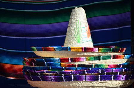 Pile of Mexican sombrero hatsの写真素材