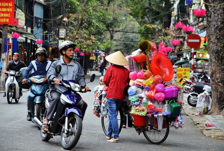 VIETNAM HANOI march 01: Busy traffic in the old quarter 2015 in Hanoi.のeditorial素材