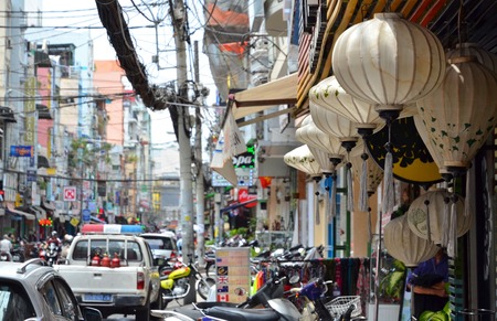 The streets of Saigon (Ho Chi Min City) full of wires.のeditorial素材