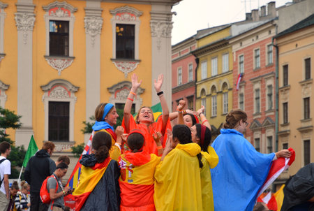 KRAKOW, POLAND - JUL 27, 2016: World youth day 2016.International Catholic youth Convention. Young...