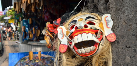 Typical souvenirs and handicrafts of Bali at the famous Ubud Marketの写真素材
