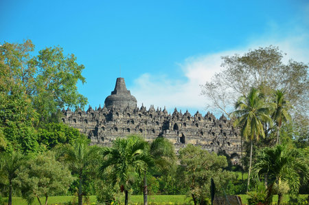 Buddist temple Borobudur complex in Yogjakarta in Java, indonesia