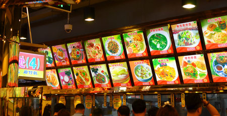 SHANGHAI, CHINA - MAY 7 2017: Food court at Tourist Mart in Yuyuan Garden Shanghai, China.のeditorial素材