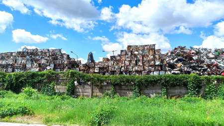 Scrap Cube Metal Recycling Yardの写真素材