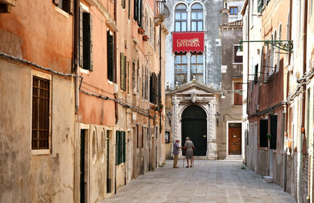Venice, Italy - December 6, 2020: Bridge Of Sighs and gondolas on the canals during covid time.のeditorial素材