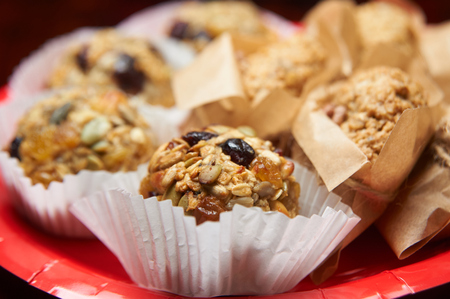 seed cookies balls close up. Fitness healthy food. Diet meal.の写真素材