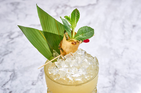 mai tai - classic alcohol long drink hawaiian cocktail. mai tai is made from white and dark rum,...