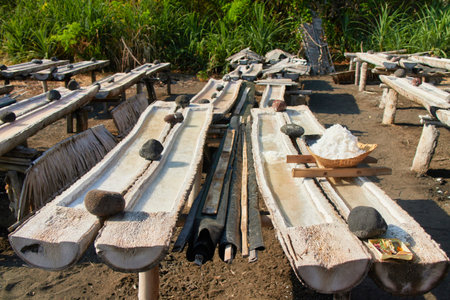 Traditional equipments for Oceanic Salt Evaporation process in Bali village