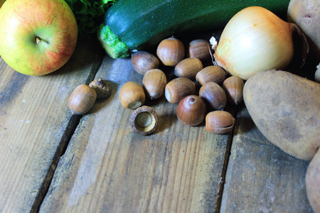 In autumn is the harvest time of healthy vegetables and salad