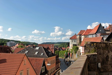 Medieval Historic cityscape with churchの写真素材