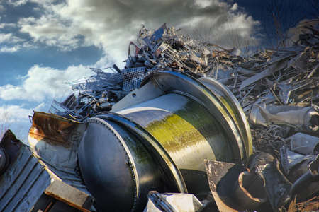 Metal scrap is collected for reuse / Waste products are recycled during recycling (waste recycling) Or their starting materials are converted into secondary raw materials.の写真素材
