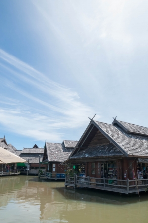 Thai houses waterfront style in sunny dayの写真素材