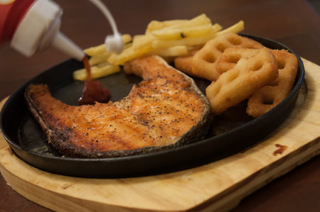 Delicious fish steak of restaurants one の写真素材